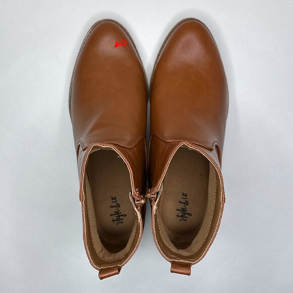 Style & Co Faux Leather Side Zip Ankle Booties Round Toe Block Heel Size 8M - Picture 8 of 14